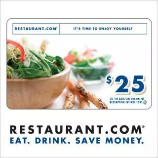 Restaurant.com twenty-five dollar gift card