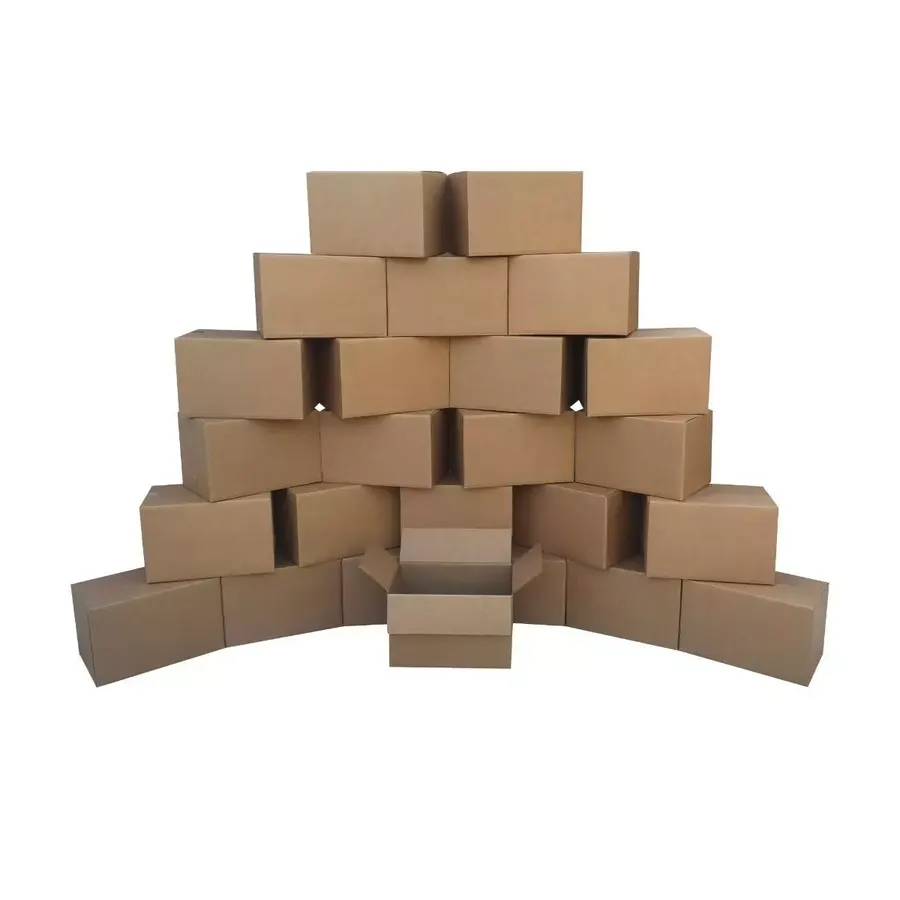 Large bundle of twenty-five small brown corrugated moving boxes