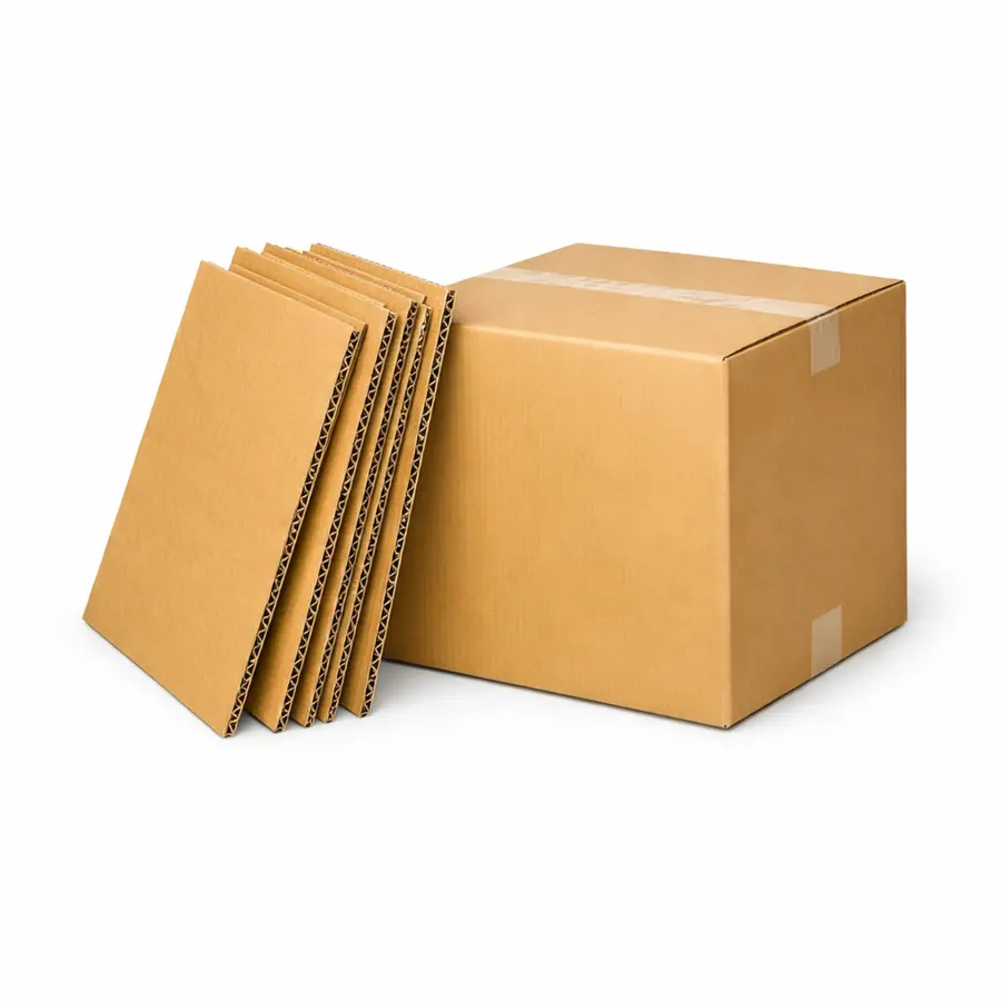 Three kraft double-wall corrugated boxes in an 18-inch cube size