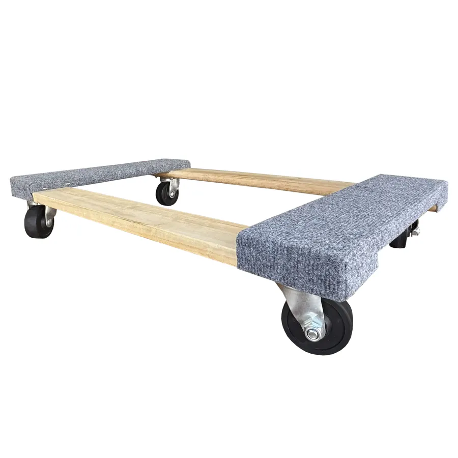 Wooden four-wheel economy dolly with black wheels