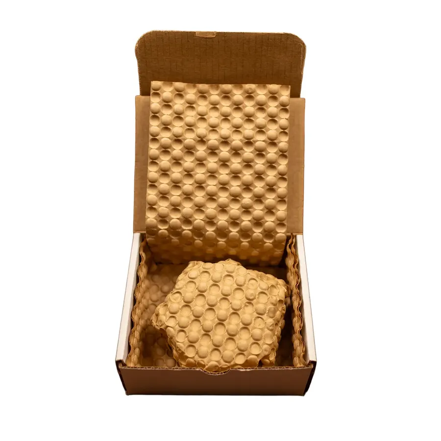 Bulk stack of 500 brown kraft bubble cushioning sheets