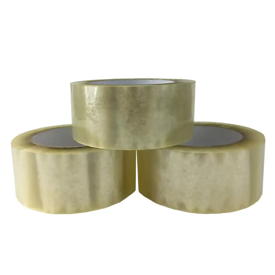 Clamshell tape dispenser with three rolls of clear packing tape