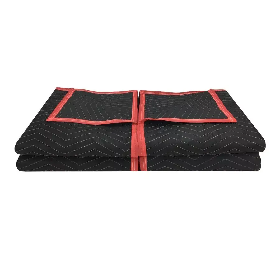 Four black quilted deluxe moving blankets