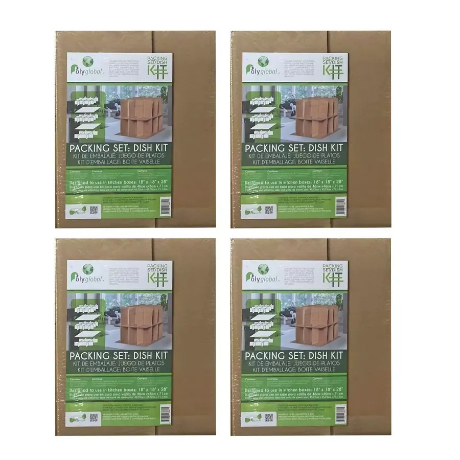 Cardboard partition inserts with divided cells for packing glasses in a kitchen moving box
