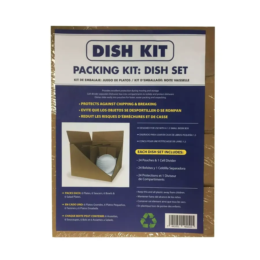 Cardboard dish divider kit with slotted compartments for a moving box