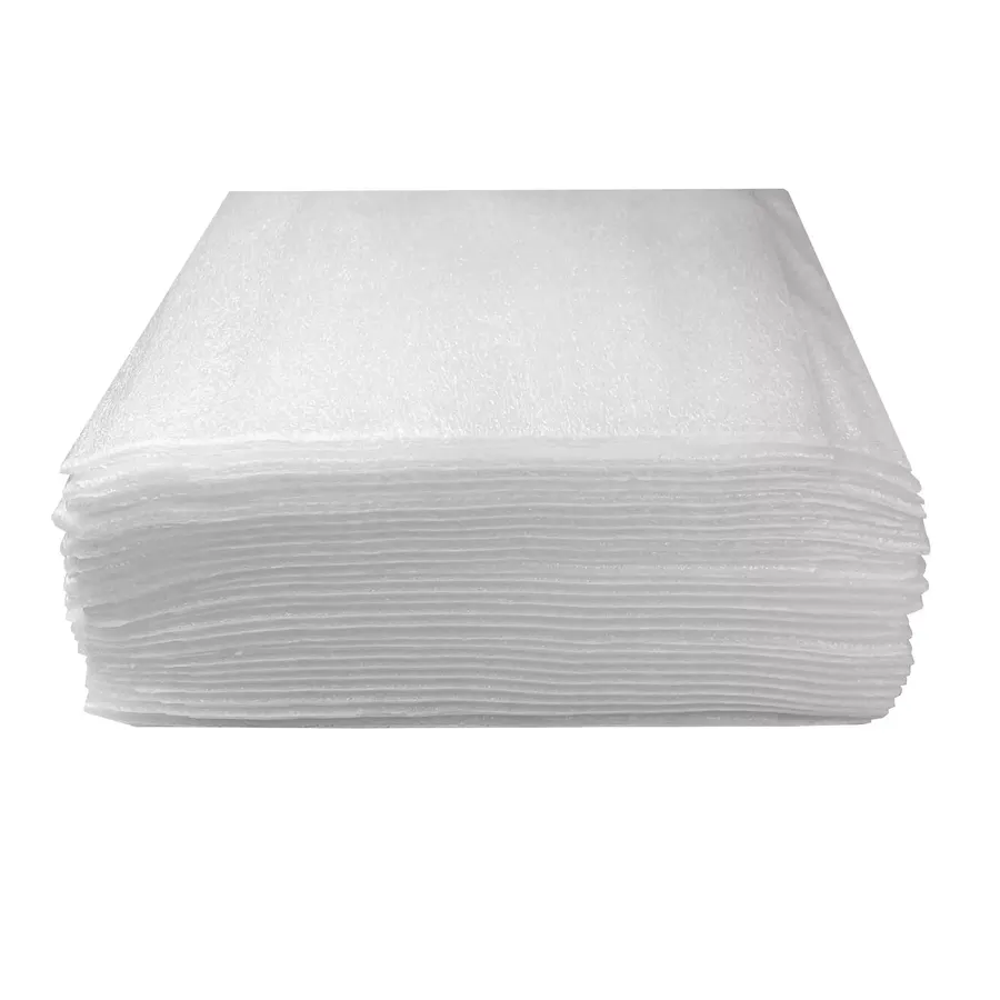 Small white polyethylene foam pouches for packing cups and small breakables