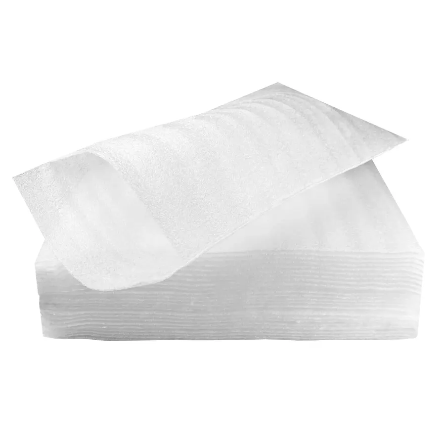 White foam pouches sized for drinking glasses, shown in a stack