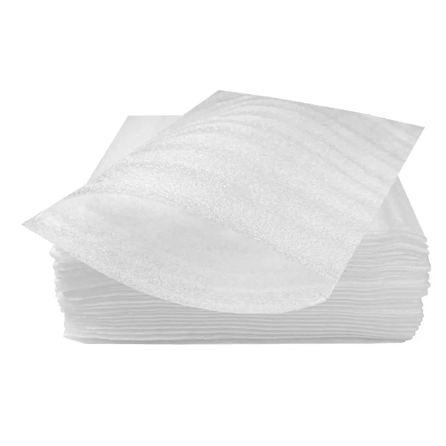 Mid-size white foam pouches for packing plates and bowls