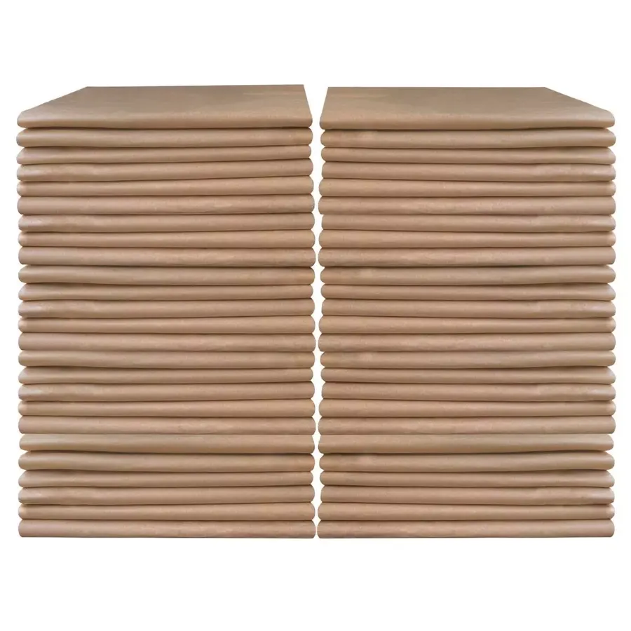 Large stack of 50 brown paper furniture pads for a household move