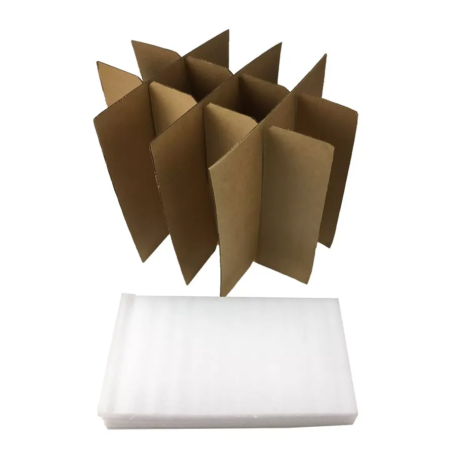Cardboard cell divider grid for packing glasses inside a moving box