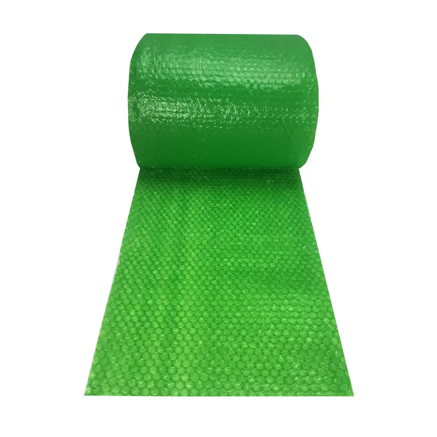 Large roll of green perforated bubble cushioning wrap