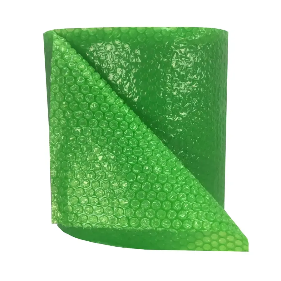 Green small-bubble cushioning wrap roll, 12 inches wide