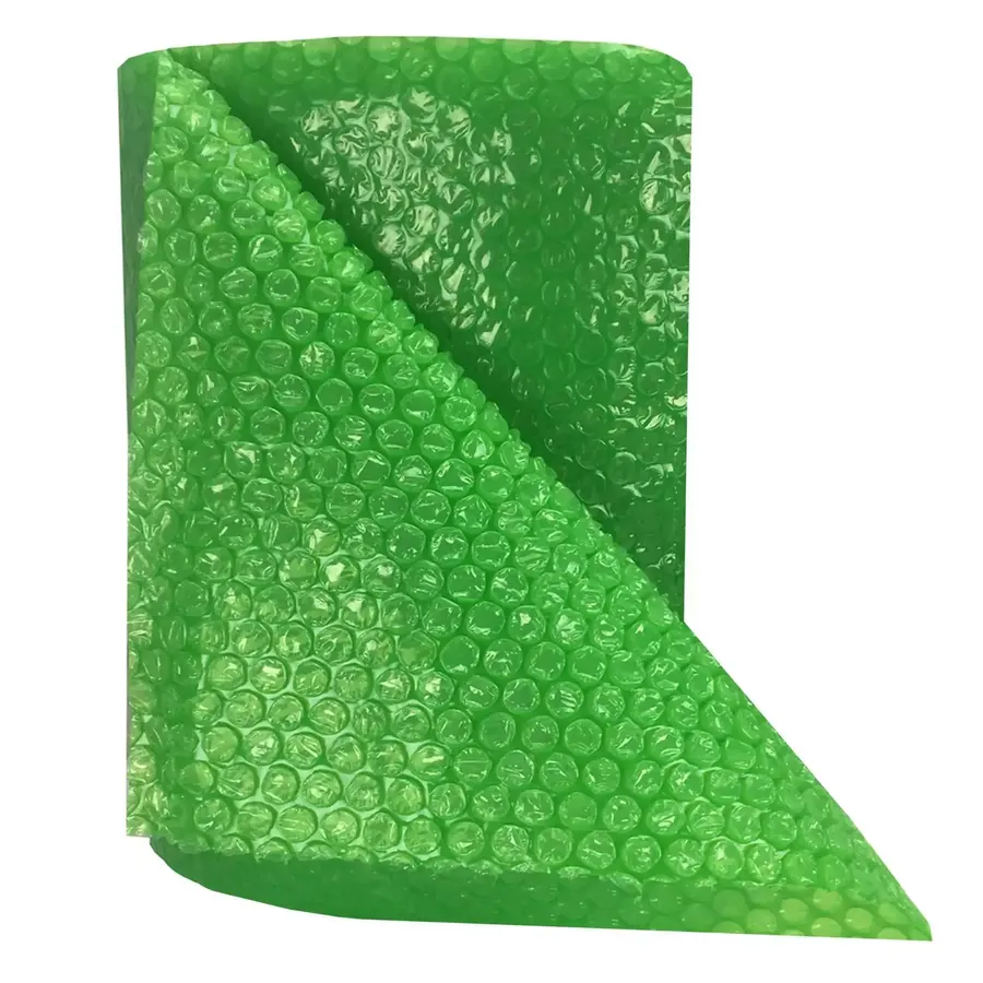 Small roll of green bubble cushioning wrap, 12 inches wide