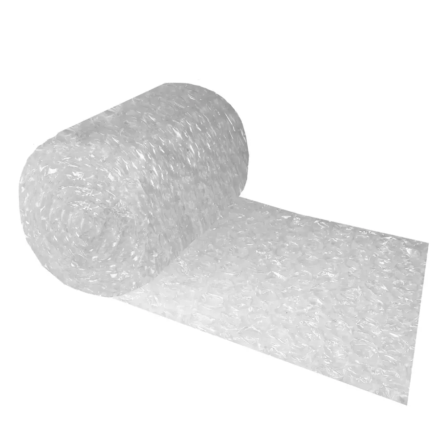 Short roll of clear large-bubble cushioning wrap