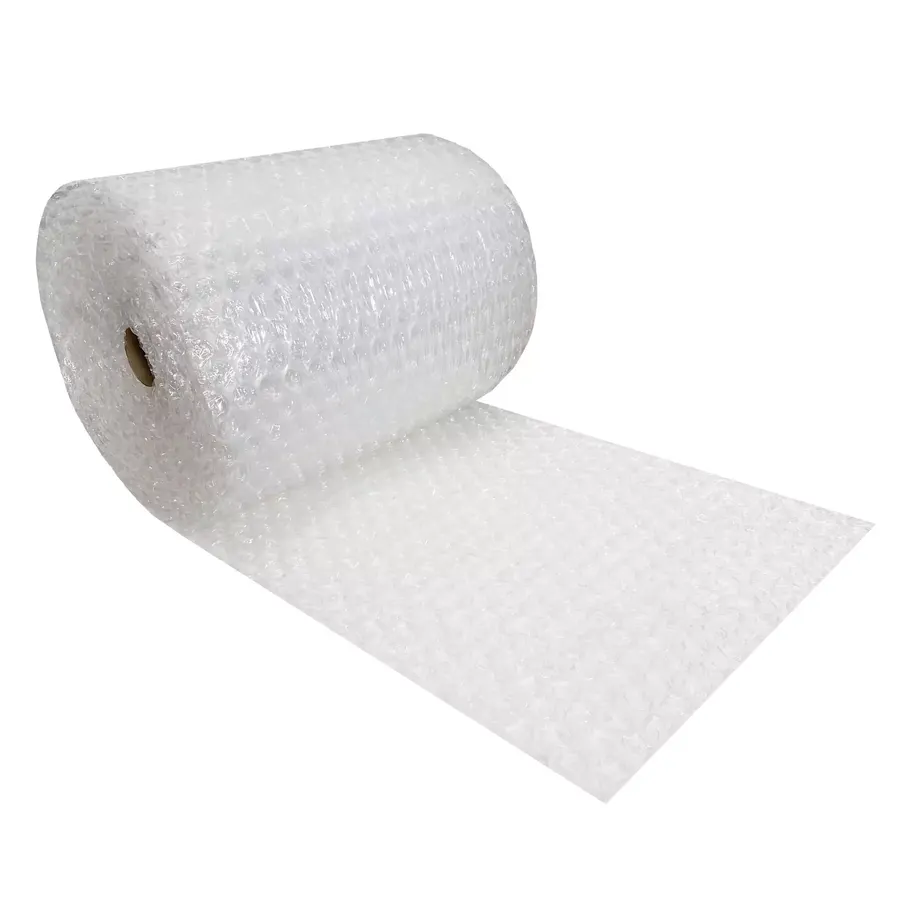 Wide roll of clear large-bubble cushioning wrap, 24 inches wide