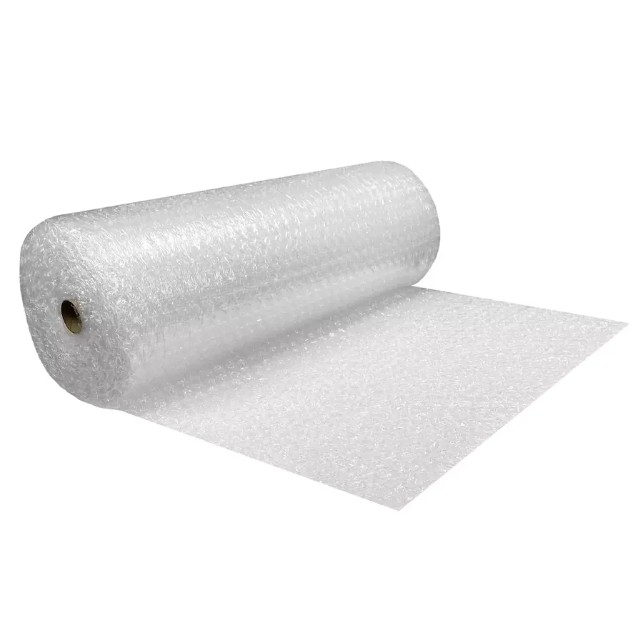 Extra-wide roll of clear large-bubble cushioning wrap