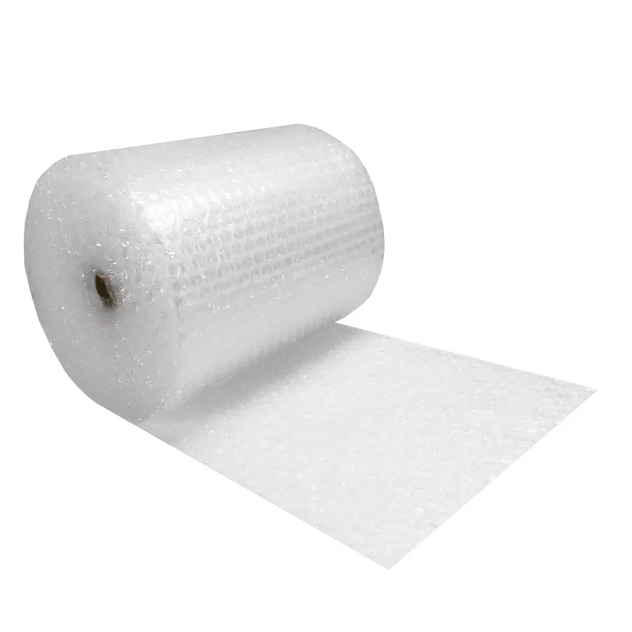 Wide roll of clear medium-bubble cushioning wrap, 24 inches wide