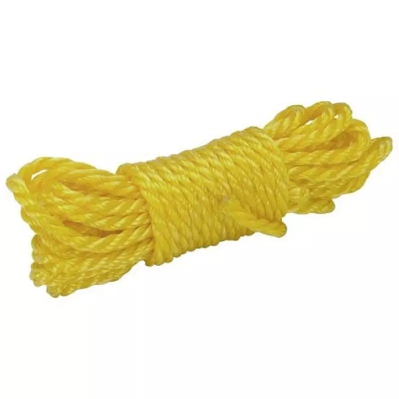 Coil of yellow braided nylon rope