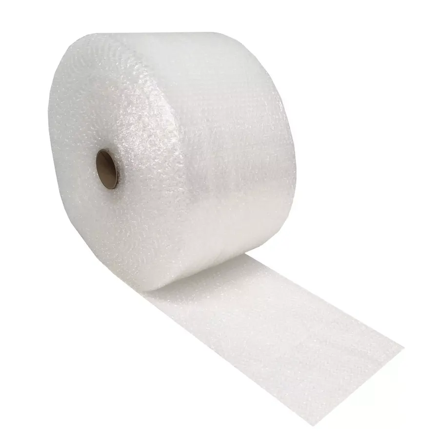 Large 175-foot roll of clear small-bubble cushioning wrap, 12 inches wide