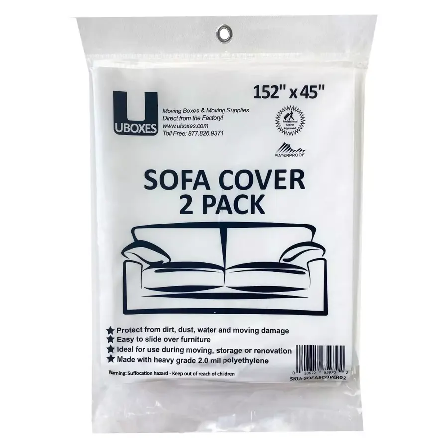 Two clear polyethylene sofa covers for moving