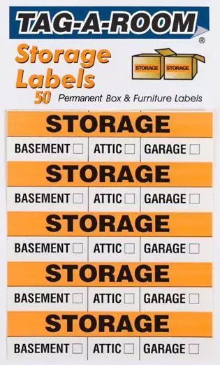 Multicolored adhesive storage labels for marking moving boxes