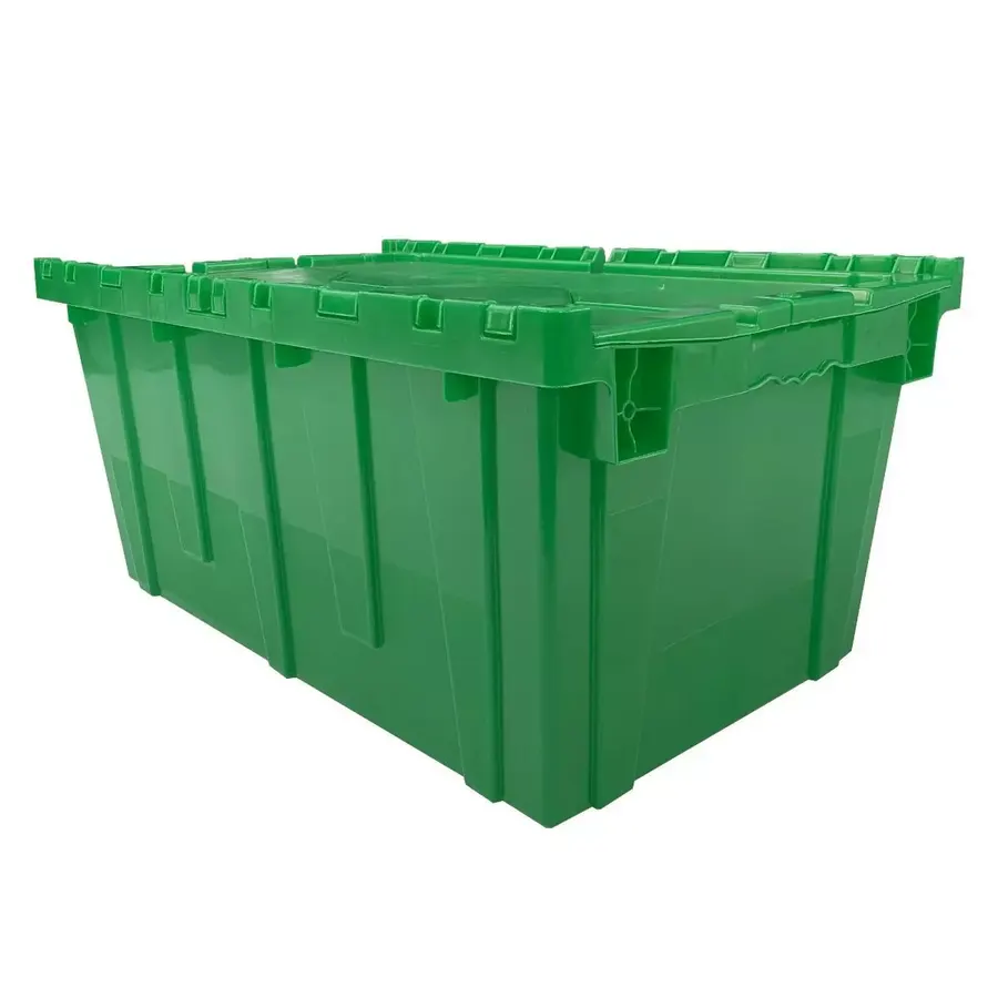 Large green plastic packing crate