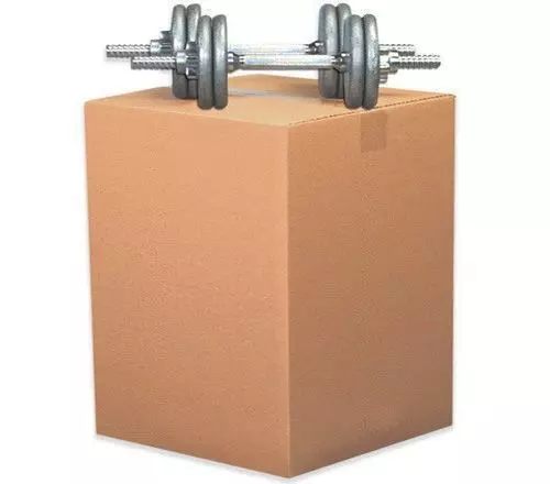 Six brown double-wall college moving boxes with a roll of tape and a marker