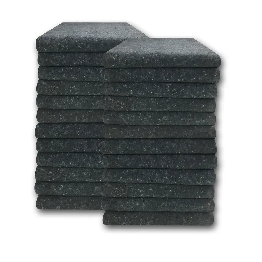 Large bundle of twenty-four gray recycled-cotton moving blankets