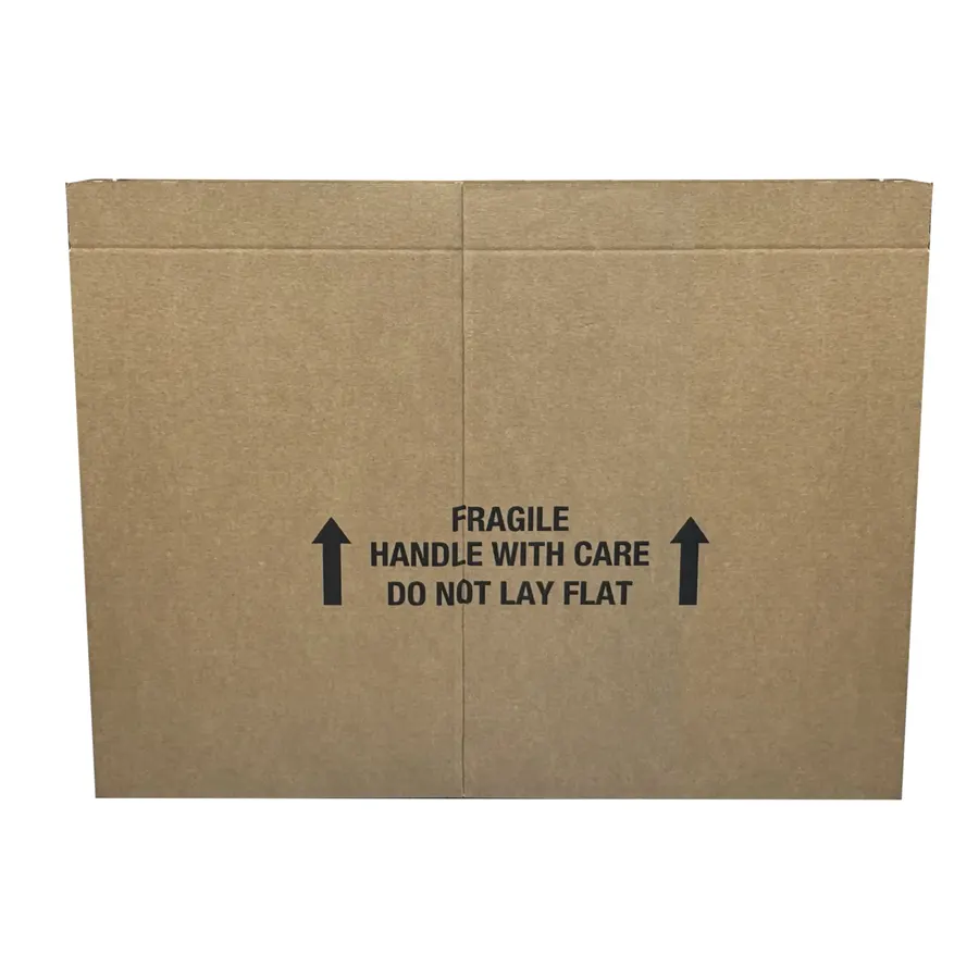 Tall flat brown corrugated moving box for a large flat-screen TV